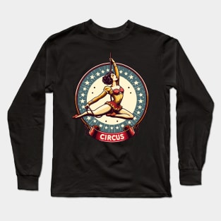 Circus girl give show on flying trapeze Long Sleeve T-Shirt